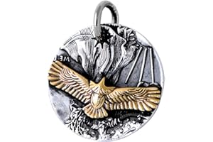 FORFOX Ciondolo aquila americana d'oro in argento sterling 999 per uomo donna