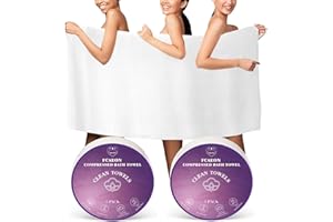 FCaeon Serviette Comprimée Grande, Serviettes de Bain Jetables pour Le Voyage, 140cm x 70cm Serviette de Bain de Voyage pour Le Corps Hôtel Camping Randonnée à Extérieur Plage Natation[2 Pack Violet]