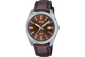 Casio Collection - Orologio Uomo Al Quarzo Classico Cinturino In Pelle Marrone Cassa In Ottone Quadrante Analogico Marrone - MTP-1302PL-5AVEF