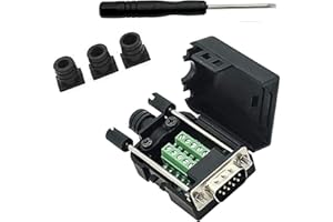 SHANFEILU Connecteur DB9 vers câble sans soudure RS232 D-SUB mâle adaptateur série 9 broches noyau en caoutchouc noir avec étui, tournevis, boulons longs