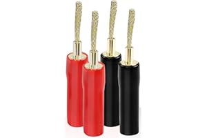 MEIRIYFA Flex Pin Banana Stecker, Vergoldet 2mm Bananenstecker Schraubentyp Audio Lautsprecher Pin Stecker für Verstärker Lautsprecher Drähte Sound Systeme (4 PCS)