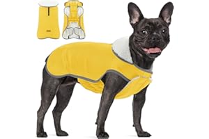 ALAGIRLS Zimowy płaszcz dla psa z uprzężą, wiatroszczelna, z podszewką polarową, kurtka śnieżna dla psa, ubrania dla buldoga francuskiego, gruba wyściełana kurtka zimowa dla psa, kamizelka ubrania na