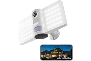 LAXIHUB Cámara de seguridad con reflector inteligente, 2.4G Wi-Fi 1080p Full HD, audio bidireccional, detección de movimiento y alarma de sirena, grabación de audio y video, funciona con Alexa y Onvif