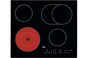 AEG 3000 Series Radiant Hob, Ceramic Hob, HRX64360C, 4 Cooking Zones, 49cm, Touch Control, Gas on Glass, Residual Heat Indicators, Built-in Hob, Minute Minder, Child Lock Safety, 38x560x490mm, Black