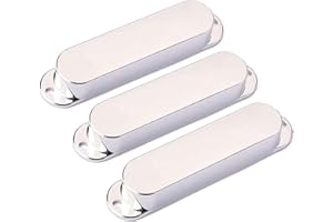 Alnicov 3 Stück 82 x 18 x 14 mm Tonabnehmerabdeckungen, Kunststoff, geschlossene Schale, für E-Gitarre, einspulig,(Chrom)