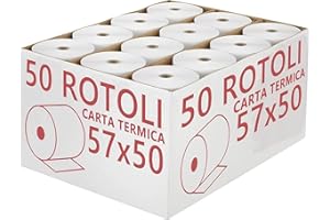 FIICO Confezione 50 Rotoli Termici mm 57x50 mt Omologati per Registratore di Cassa Carta Termica 1^ Qualità