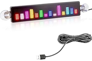 Leadleds Scrolling USB 5V LED Sign, Bluetooth App Control Programmable RGB Display Message Board for Car Windows, Taxi, Store Front (23cm x 5cm)
