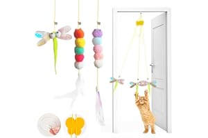 AVYDIIF Katzenspielzeug Selbstbeschäftigung Hängende Türrahmen, Interaktives Katzenspielzeug (Mehrfarbig1/3PCS)
