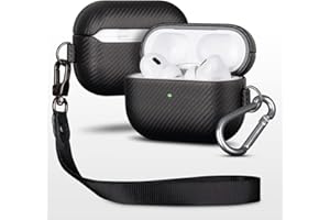 Haobobro [Tekstura włókna węglowego] AirPods Pro 2 etui Case 2022 - ręcznie wykonane etui AirPods Pro 2. generacji z paskiem do noszenia i karabińczykiem - amortyzujące uderzenia etui ochronne z