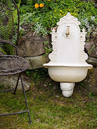 Wandbrunnen Brunnen Gartenbrunnen Garten Waschbecken antik Stil creme weiss - 2