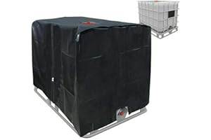 JUTTAUTO IBC Water Tank Cover, Waterproof Ton Barrel Foil Cover With Zipper for 1000L IBC Container, 210D Oxford Cloth Sun Protective Hood for Outdoor Rain Water Tank, 116X100X120cm