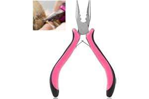 QTMMC Hair Extension Pliers for Human Hair Extensions Apply and Removal 3 Hole Professional Stainless Steel Tape Hair Pliers Nano Tool with Non-Slip Grip for Removing Micro Rings, Crushing Fusion Bond, Pink