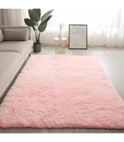 Tapis Chambre Enfant Générique Tapis à Poils Longs à Poils Longs Pour Salon Chambre à Tapis Rose
