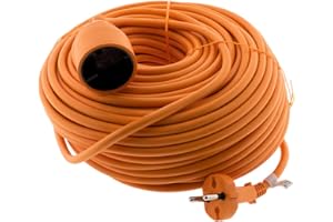 Zenitech - Alargador de Corriente 16A HO5VV-F 2x1,5mm² 3680W / 230V - Ideal para Cortacéspedes y Barbacoas - Resistente a Condiciones Exteriores - Conforme a Normas NF y CE - Naranja - Longitud 40m