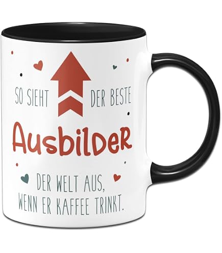 Personalisiert Tasse "Ausbilder" – 325ml, Spülmaschinenfest, Weißer Steingut-Becher Mit Berufs-Motiv