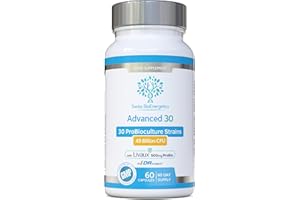 SWISS BIOENERGETICS Bio Cultures Complex Probiotics & Prebiotics - Advanced 30 Strains & 45 Billion CFU with 500mg of Livaux PreBiotic per capsule - 2 Month supply in DR-Caps for optimal delivery to The Gut - UK Made