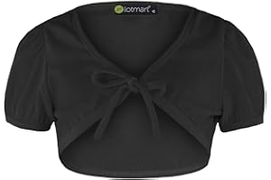 LOTMART Girls Top Cropped Shrug Tie Up Front Bolero