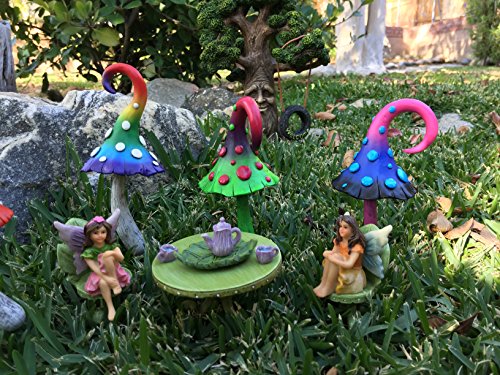 Miniatur-Fee Gartenmöbel Set: Blatt Bistro Set mit Tee-Set für Feen und Gartenzwerge - 4