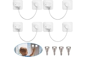 ONLYFLY HBSFBH Fridge Lock, Pack of 4 Child Lock for Windows, Child Safety Window No Drilling, Child Lock for Cabinet, Window Opening Limiter, for Fridge, Door Cupboards, Windows