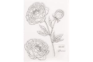 GIVBRO Peonies Clear Stamp Silicone Embossing Stamp Cards for Cards Making Scrapbooking DIY Craft Photo Album May Flowers