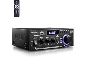 WOOPKER AK45 Pro Verstärker HiFi Stereo 500 Watt, 2 Kanal Mini Audio Receiver mit w/UKW-Radio, USB/SD/AUX/RCA/MIC In,12V 220V Bluetooth Verstärker für Lautsprecher