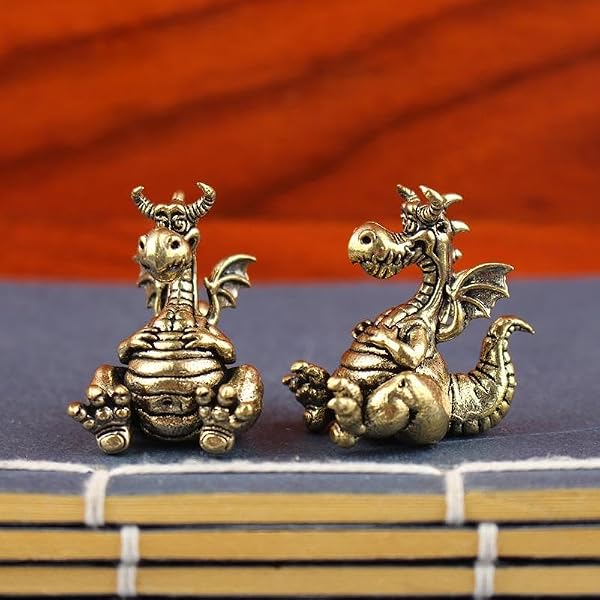 1 x Vintage-Drachenstatue aus Messing, fliegender Drache, Glücks-Tier-Ornamente, chinesisches Fengshui, Heimdekoration, Ornamente, Basteln - 1