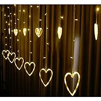 Fizzytech 1 Pcs Heart Shape Light Curtain for Decoration for Gift Christmas Decoration Valentine (Pack of 1, Warm White)