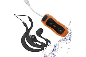MOVKZACV IPX8 Lecteur de musique MP3 étanche avec clip radio FM pour natation, sports nautiques, course à pied, natation, plongée, 8 Go (orange)