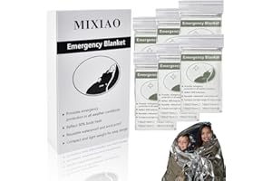 MIXIAO Emergency Foil Thermal Blanket (Pack of 6), 210 x 160 cm (82" x 63") Survival Reflective Blankets Perfect for Outdoors, Hiking, Survival, Marathons or First Aid (Silver Pack of 6)