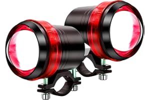 NWpangu Motorcycle Spot Headlights, Hi/Low Beam Flashing CREE LED Front Spotlights, 30W Super Bright U3 LED Driving Fog Lamp Lights Universal Fit 12V/80V Vehicle(Red) …