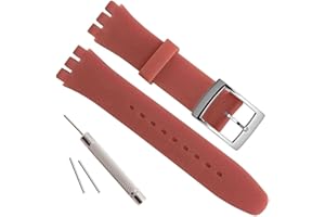 Green Olive OliBoPo Ersatz-Uhrenarmband aus wasserdichtem Silikonkautschuk für Swatch (17 mm, 19 mm, 20 mm)