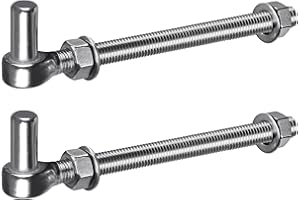 Insaga Gate Hinge M16, 2pcs Heavy Duty 16mm Hook to Bolt Pin Hook Hinge Hanger Field Gate Hinge Stainless Steel Metal Garden Gate Hardware for Farm Gate/Wooden Fence/Driveway, up to 440lbs, 254mm