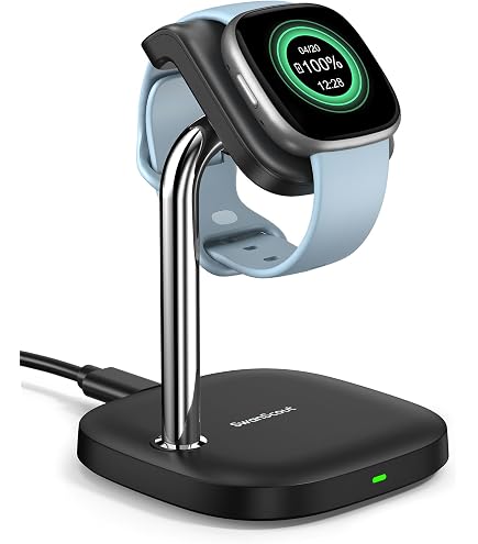 Sinoacc Caricatore Compatibile con Fitbit Versa 4 Sense 2 Smartwatch 3.3 ft Ricarica Rapida Ricambio Fitbit Sense 2, Versa 3 Cavo di Ricarica USB - 2Pack (Non per Versa 2/Versa 1/se/Versa Lite