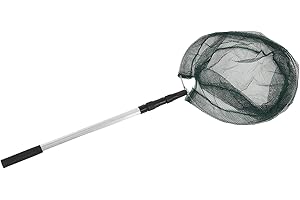 ‎SUNGOOYUE SUNGOOYUE PVC Fischkescher mit Aluminiumlegierungsgriff, Langer Teleskopstangengriff-Kescher für Fischfang-Freigabe Süßwasser Salzwasser