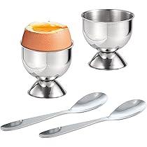 Set Portauovo In Acciaio Inox Per Uova Sode - 6 Pezzi Per Colazione Elegante