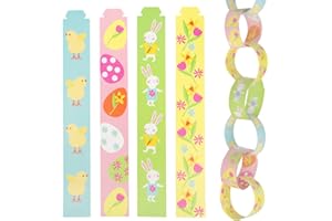 Talking Tables Easter Paper Chain Decorations-Pack of 100 | Arts and Crafts for Kids, Fun Activities with Chicks, Eggs, Bunnies and Flower Designs, TSBUNNY-PCHAIN