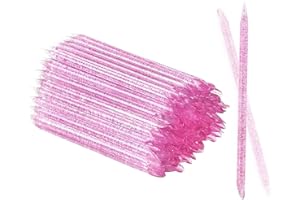 BFGLLY 100 Pcs Plastic Sticks, Manicure Cuticle Pedicure Double-End Wood Cuticle Pusher Nail Cleaner Art Manicure and Pedicure Tools (Pink)
