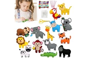 14 Stück DIY Nähset Kraeoke DIY Bastelset Tiere Basteln für Kinder mit Schere zum Nähen