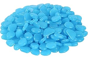 SPICOM 100pc Glow in The Dark Pebble Stones Luminous | Decorative Stones | For Fish Tank Garden Pathway Flower Pot Bed Shiny | MIX COLOURS (Blue)