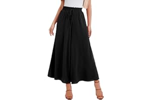 WUWUSKY Sommerhose Damen Leicht Lässige Palazzo Hose Elegant High Waist Baggy Freizeithose mit 2 Taschen
