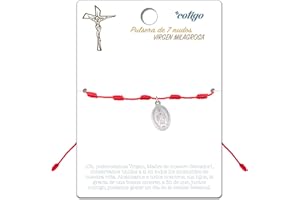 cotigo Pulsera 7 Nudos Roja con Santo o Virgen en Acero Inoxidable-Amuletos de la Suerte y Proteccion-Pulsera Mal de Ojo para Parejas y Amistad-Bisutería Ajustable,Pulsera Hilo Rojo Mujer y Hombre