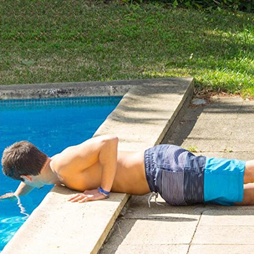 GWELL Herren Streifen Wasserdicht Badeshorts Beachshorts Boardshorts Badehose Sommer Strand blau - 4