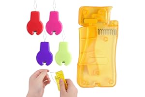 JUGNAW Enhebrador Automático de Agujas en Amarillo y 4 Piezas Enhebrador de Aguja Herramienta para Máquina de Coser Ideal para Costura Manual Adecuado para Personas Mayores y con Problemas de Visión