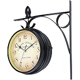 Iglobalbuy - Orologio da parete con doppio quadrante e attacco a pendolo per interni ed esterni, casa, giardino, cucina, cort