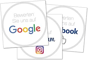 3 Autocollants Stickers Evaluez Nous Sur Google Evaluer Vous Nous Sur Facebook Suivez Nous Sur Instagram Amazon Fr Fournitures De Bureau