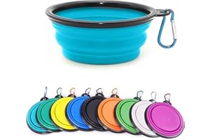 COOLON Collapsible Dog Bowl,Collapsible Dog Water Bowls for Cats Dogs, Portable Pet Feeding Watering Dish,Portable Dog Water Food Bowl with Carabiner (Medium(650ML), light blue)