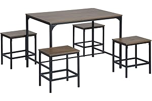 FURNITABLE Set da pranzo con tavolo da pranzo e 4 sedie da pranzo, tavolo da bar per sala da pranzo, cucina, soggiorno, 110 x 70 x 75 cm, tavolo da cucina e sedie da cucina, bancone da cucina con