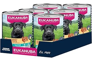 EUKANUBA Life Care Aliment Humide Chien Adulte 1 à 7 Ans Toutes Races, Pâtée Riche en Dinde & Carottes, Oméga-3, Calcium, Prébiotiques MOS, sans OGM Colorants Conservateurs, 6 boîtes de 400g