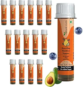 Nature Roots Daily Multivitamin Nutritional Supplement for Men Women Adults (11 Vitamins , 5 Minerals , 9 amino acids BCAA) for Relieving Fatigue Tiredness and Assisting Energy, Stamina Vitality Production, Ready To Drink, Sugar-Free, Orange Malt Taste, Pack Of 15, Half Month Pack