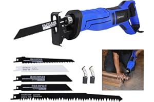 7SEVENJOKERS Electric Reciprocating Saw 900W Corded Compact Electric Hand Saw with 5 Saw Blades, 0-2800 RPM Variable Speed, 28cm Stroke Length, Tool-Free Blade Change Ideal for Metal & Wood Cutting Pruning